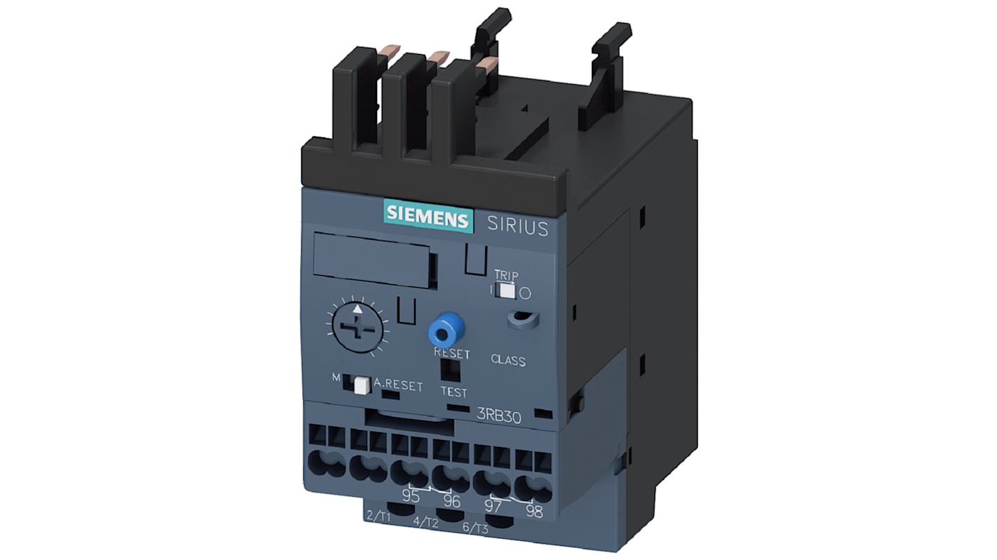 Relè contattore Siemens 3RU21161HJ0, 1NC/1NO, carico nominale 8 A, montaggio su contattore classe 10, potenza 5,5 kW.