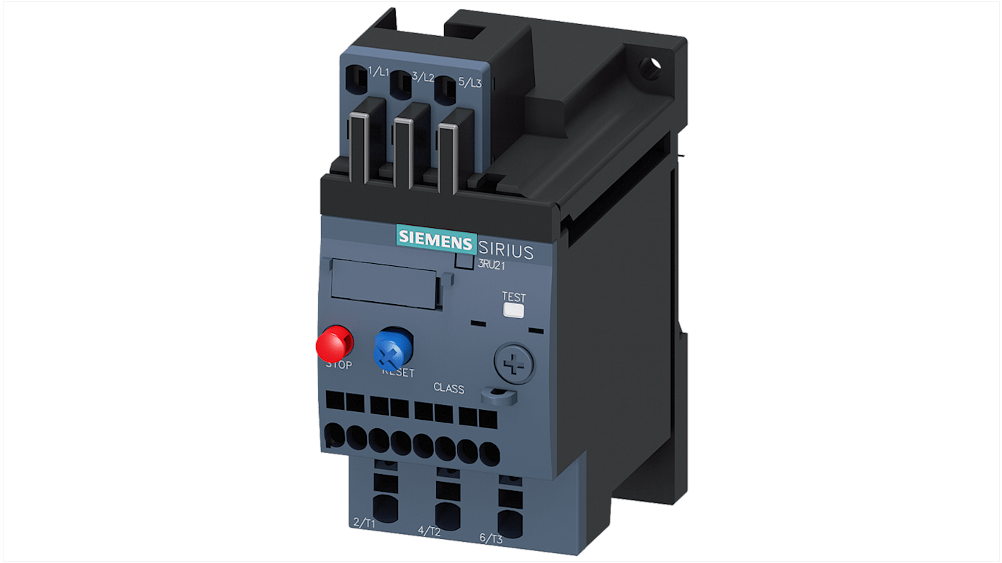 Relè contattore Siemens 3RU21264NC1, 1NC/1NO, carico nominale 28 A, potenza 22 kW, circuito principale classe 10.
