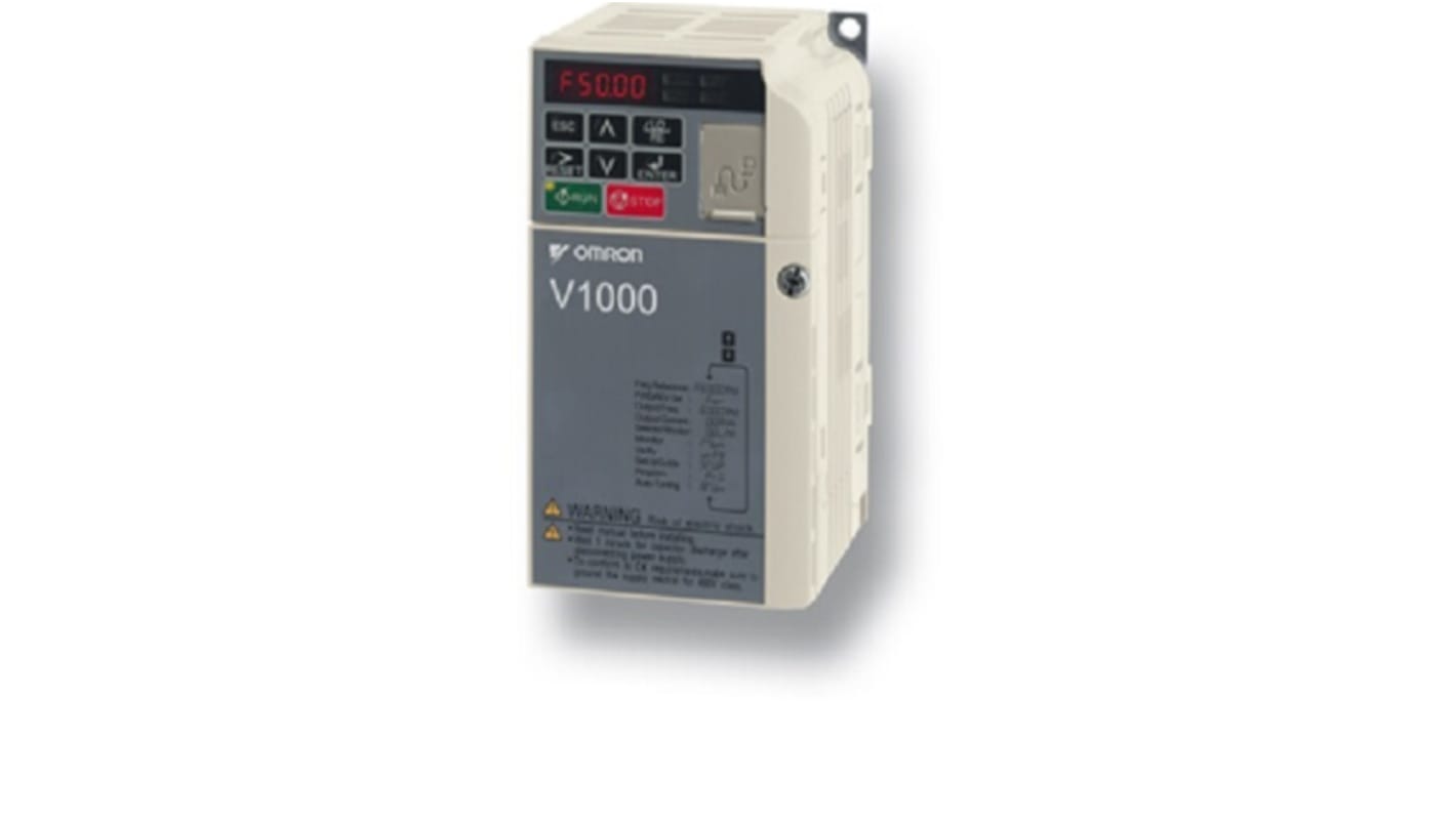 Inverter trifase Omron CIMR-VC2A0002JAB, potenza 0,4 kW, alimentazione 230 V, controllo vettoriale, IP20.