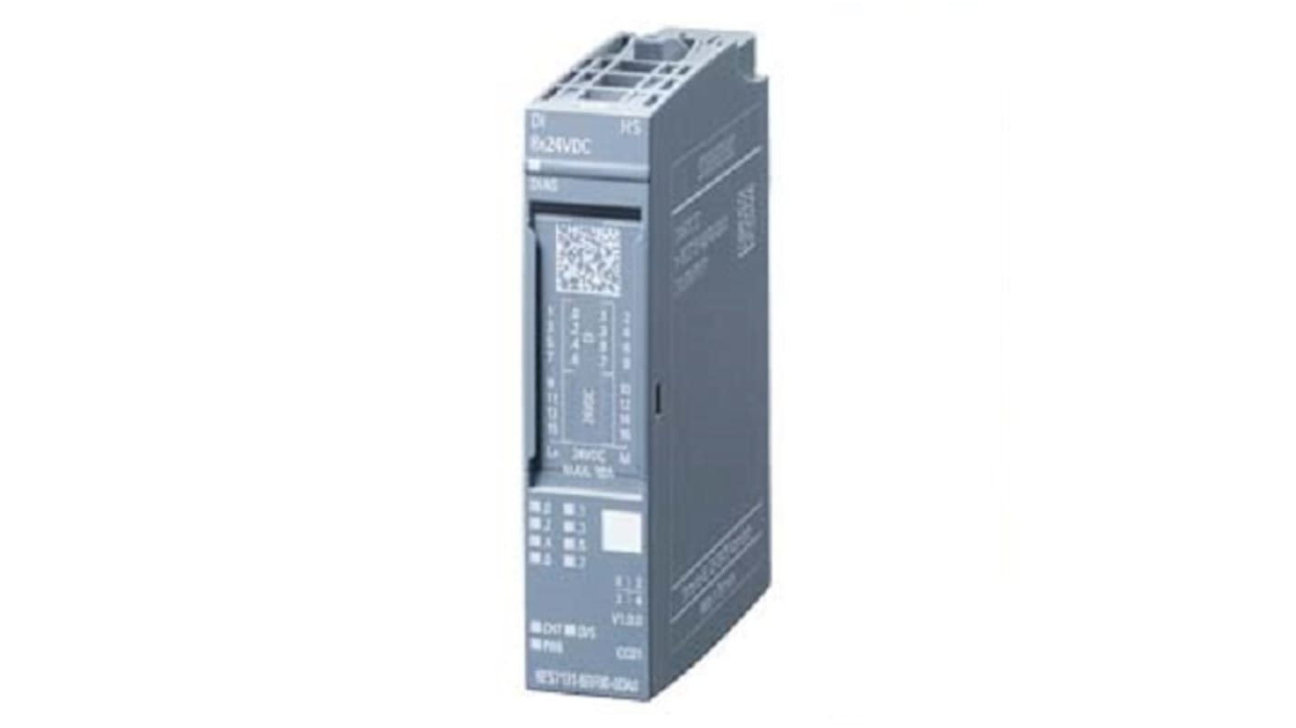 Modulo I/O digitale Siemens 6AG11316BF007CA0, 8 ingressi, 24 V c.c., dimensioni 73 x 15 x 58 mm, per ET 200SP.