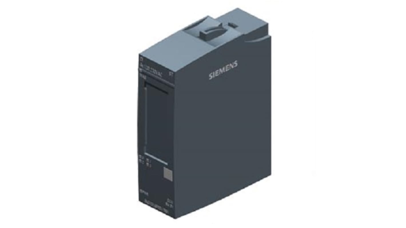 Modulo I/O digitale Siemens 6AG11316FD017BB1 per ET 200SP, 4 ingressi, 230 V c.c., dimensioni 73 x 20 x 58 mm.