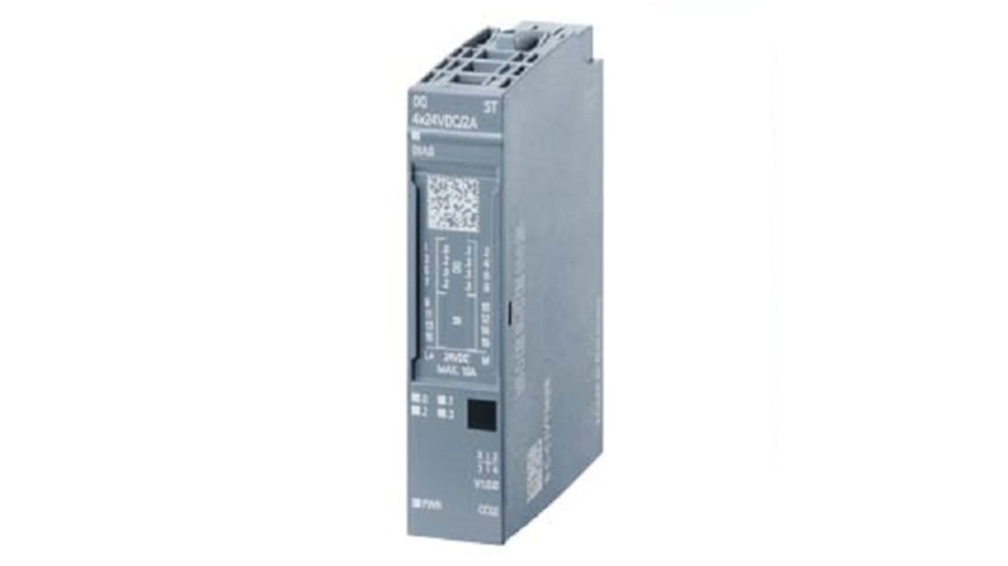Modulo di uscita digitale Siemens 6AG11326BD207BA0, 4 uscite, 24 V c.c., 2 A, dimensioni 73 x 15 x 58 mm.