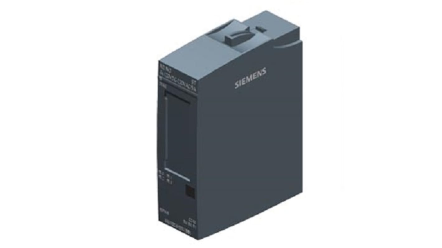 Modulo di interfaccia Siemens 6AG11326HD017BB1 ET 200SP, relè DIN 24 V DC, 4x 120V DC..230VAC/5A, dimensioni 73 x 20 x 58 mm.