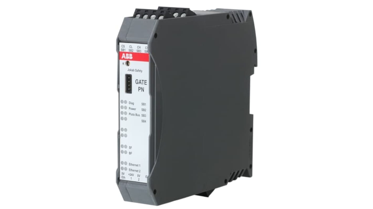 ABB 2TLA020071R9300, gateway Ethernet GATE-PN, 24 V CC, 114 x 108 x 23 mm, per comunicazione bus Pluto e rete Ethernet.