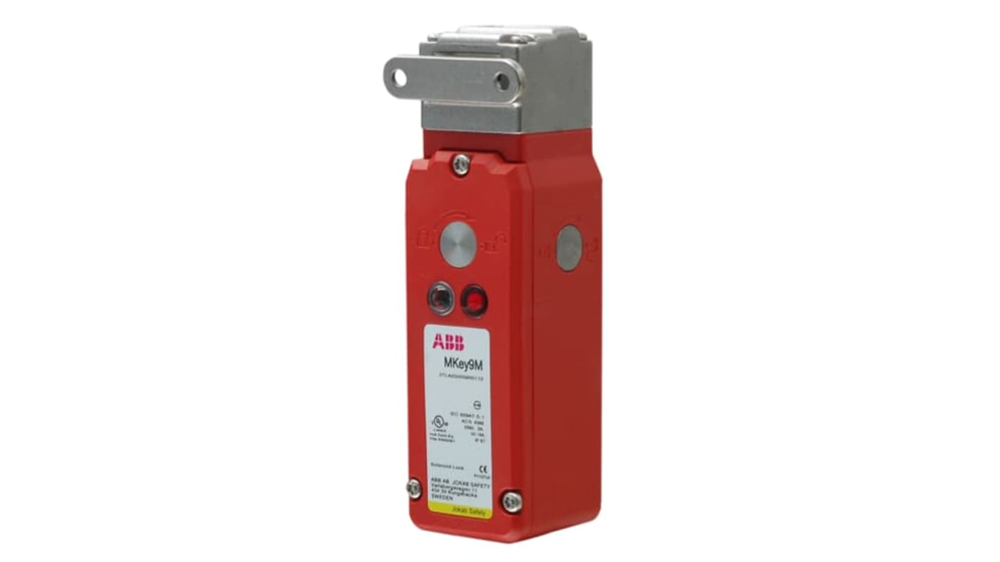 Interruttore di interblocco di sicurezza MKey9M 24 V c.c. ABB, con contenitore in poliestere e grado di protezione IP67.
