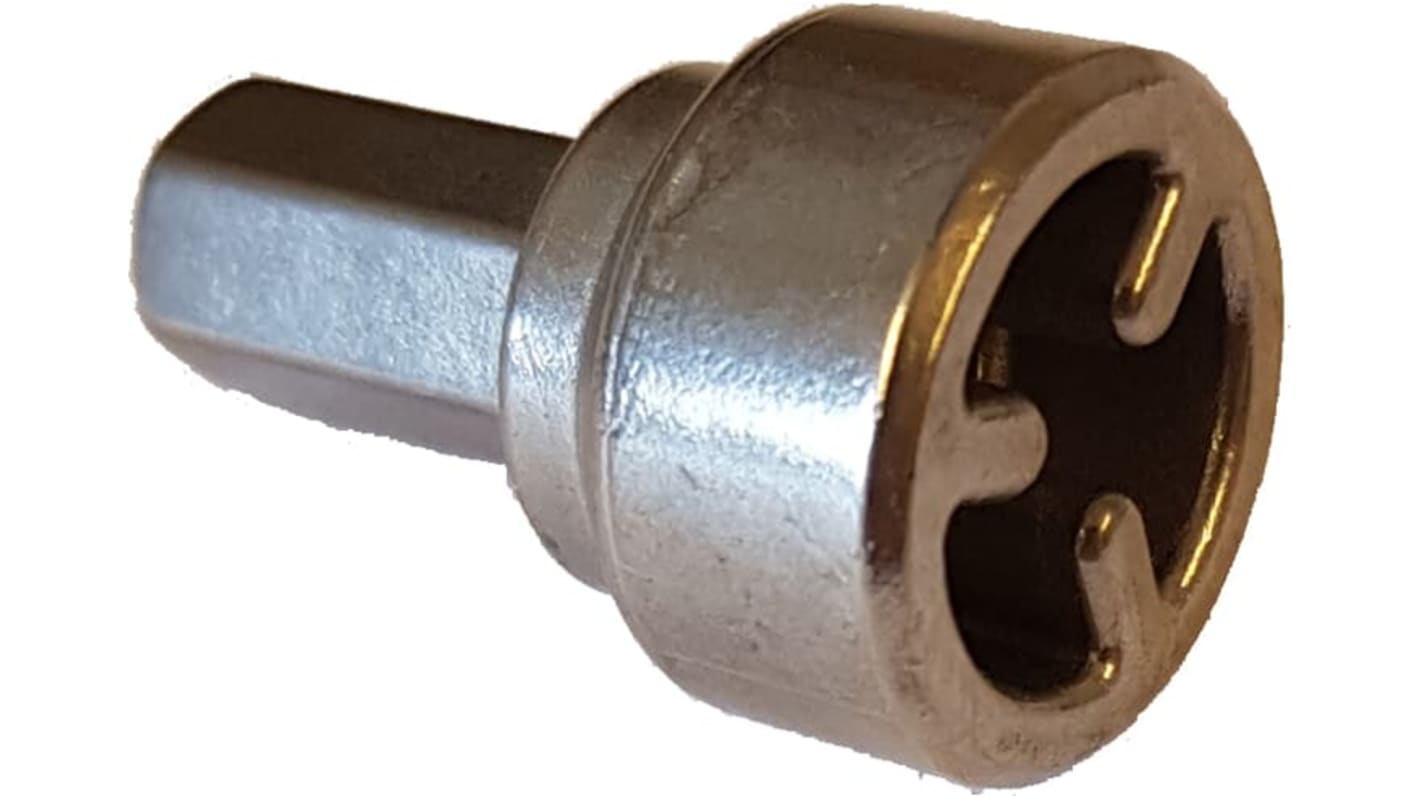 Chiave di rilascio manuale ABB Mkey8Z in acciaio inox, grado di protezione IP67 e IP69KS, per sblocco in ambienti industriali.