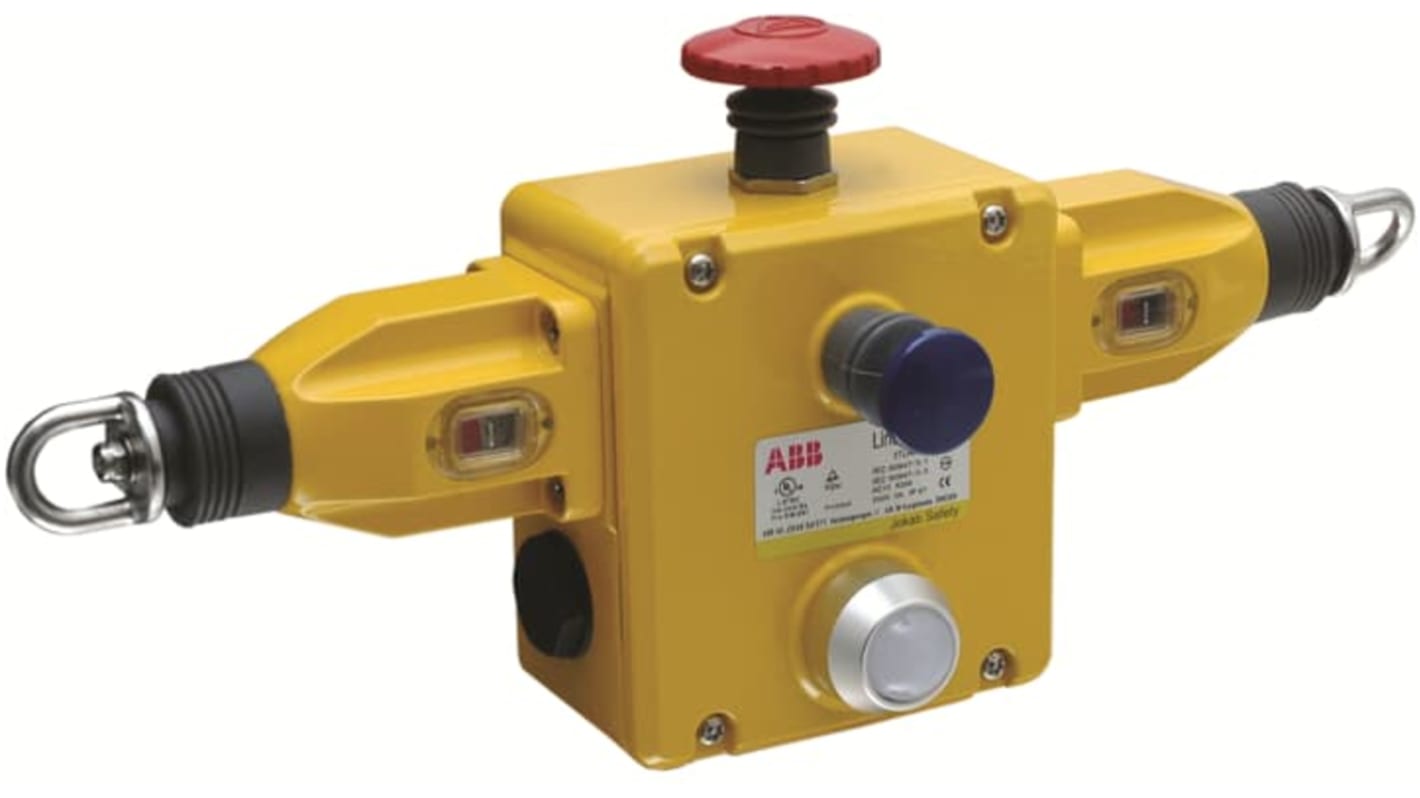 Interruttore a filo ABB 2TLA050204R0332, alloggiamento giallo, contatti 4NA/4NC, lunghezza cavo 250m, indicazione LED.