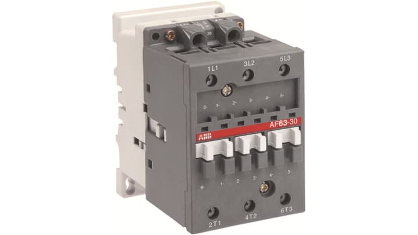 Contattore ABB 1SBL377001R7200, 3 poli, 65 A, 30 kW, tensione bobina 20-60 V c.c., grado di protezione IP20.