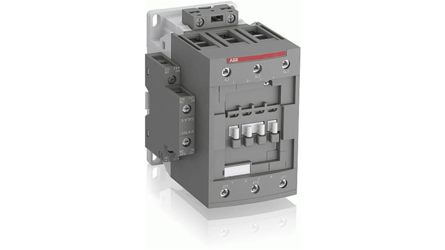Contattore ABB 1SBL407001R1411, tripolare, 130 A, 250-500 V, IP20, -40 a +70 °C, conforme IEC e UL.