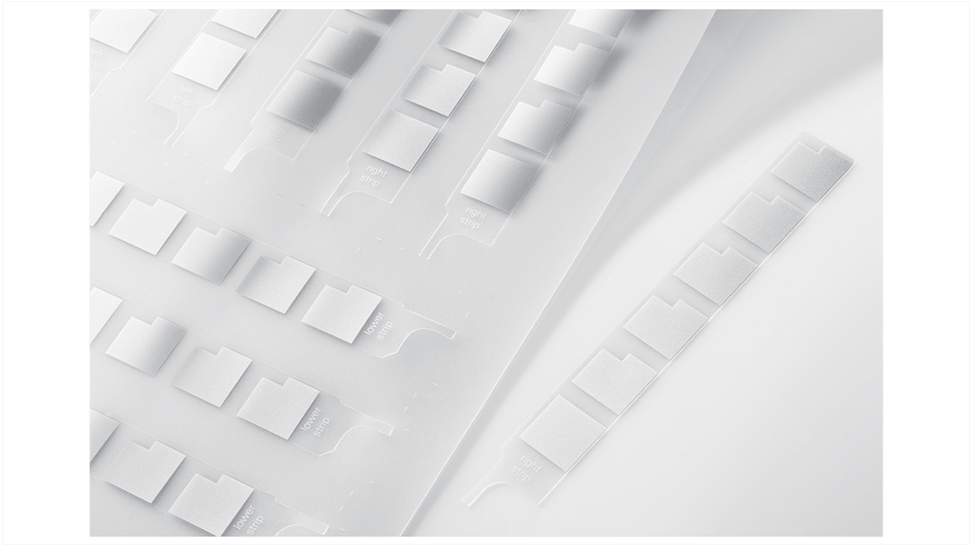 Etichetta Siemens 6AV65741AB002BA0 per HMI SIMATIC e PLC S7, stampabile con laser, montaggio verticale e orizzontale.