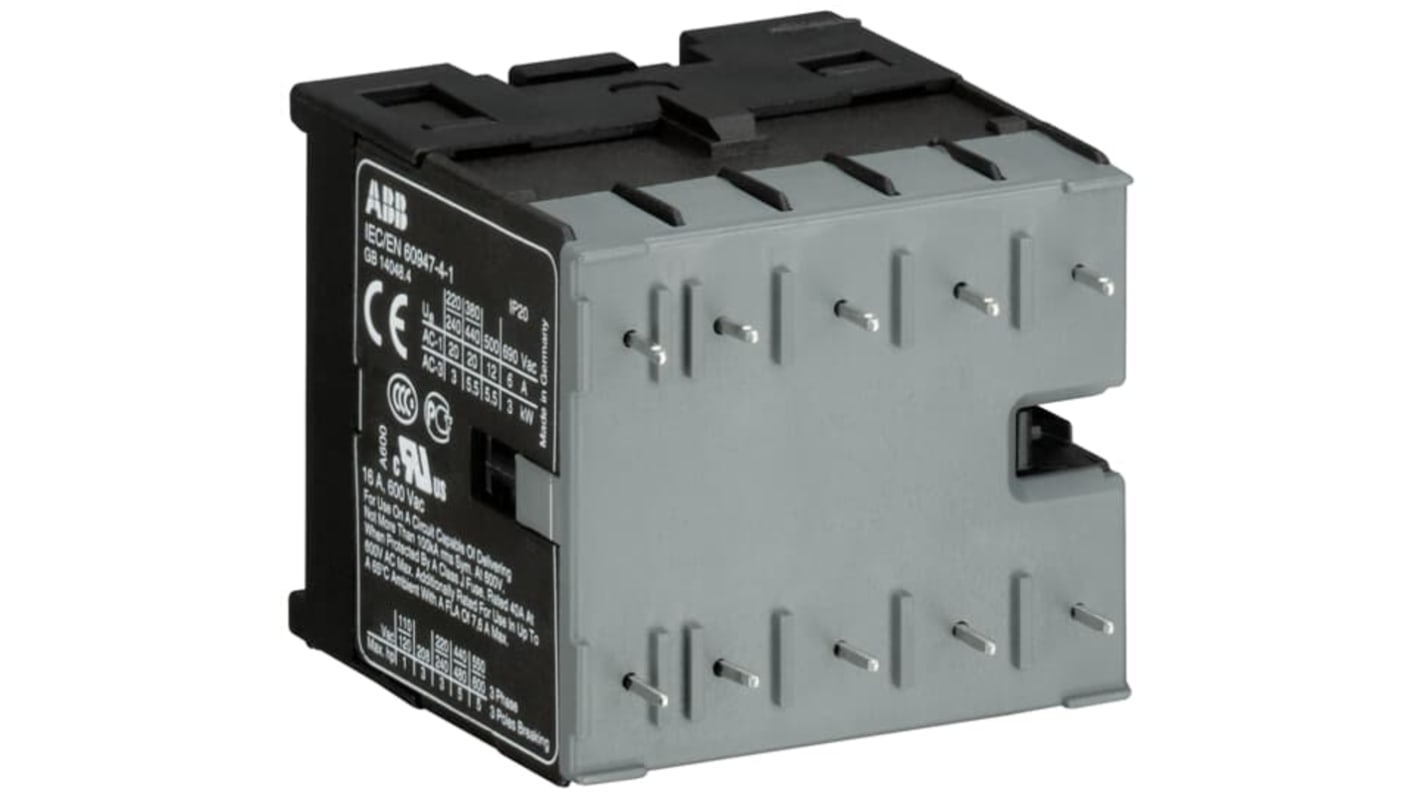 Contattore ABB GJL1313009R8101, 3 poli, 4NO, 20 A, bobina 24 V c.c., grado di protezione IP20, per carichi monofase o trifase.