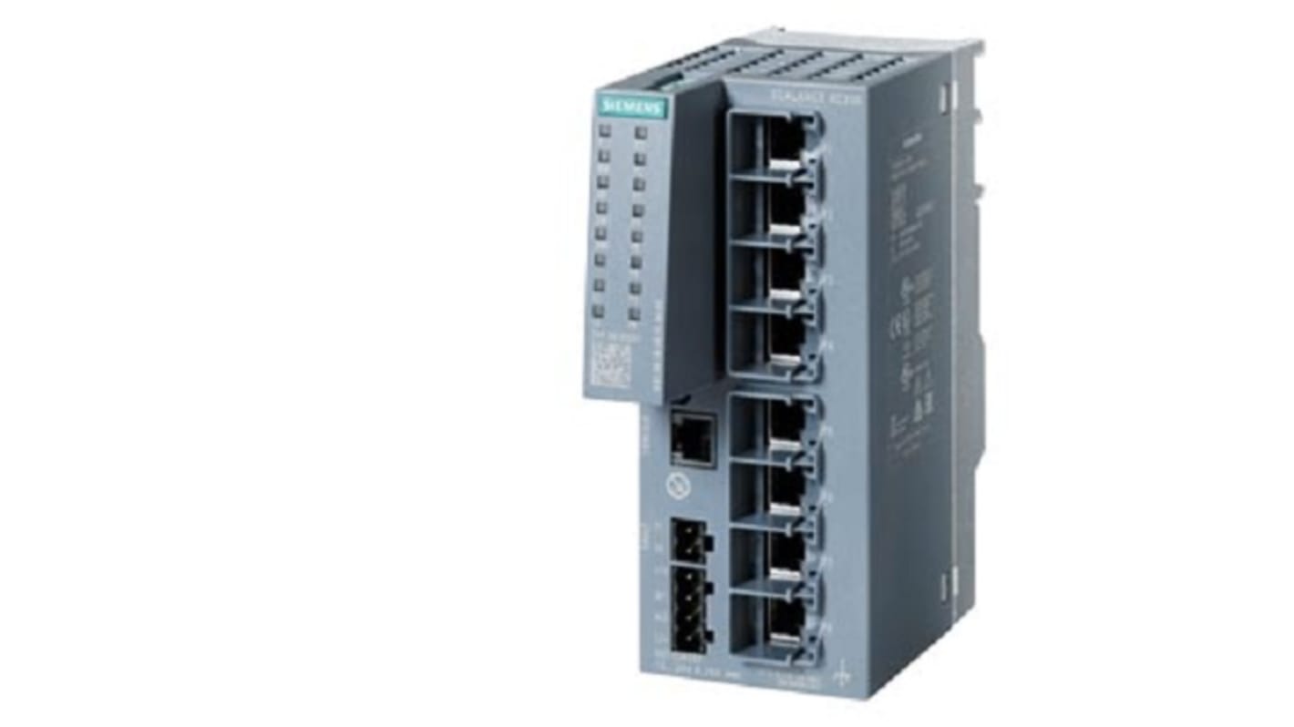 Modulo I/O Siemens 6AG12080BA007AC2 per SIPLUS, con 8 porte RJ45 e range di temperatura -40/+70 °C. Dimensioni 5,787 x 2,36 x 4,92 pollici.