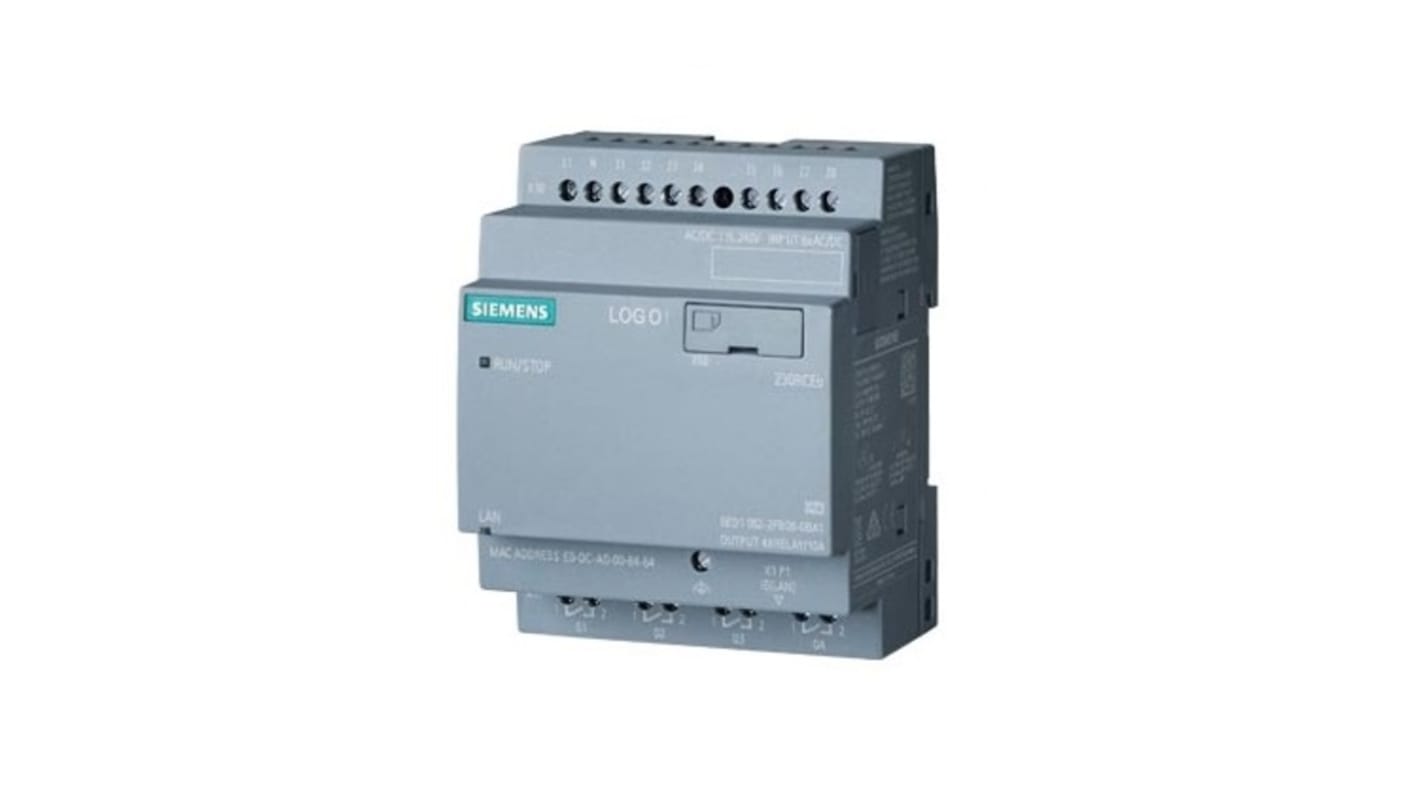 Modulo logico Siemens 6AG10522FB087BA1, 8 ingressi digitali, 4 uscite relè, montaggio su guida DIN, alimentazione 115/230 V c.c.