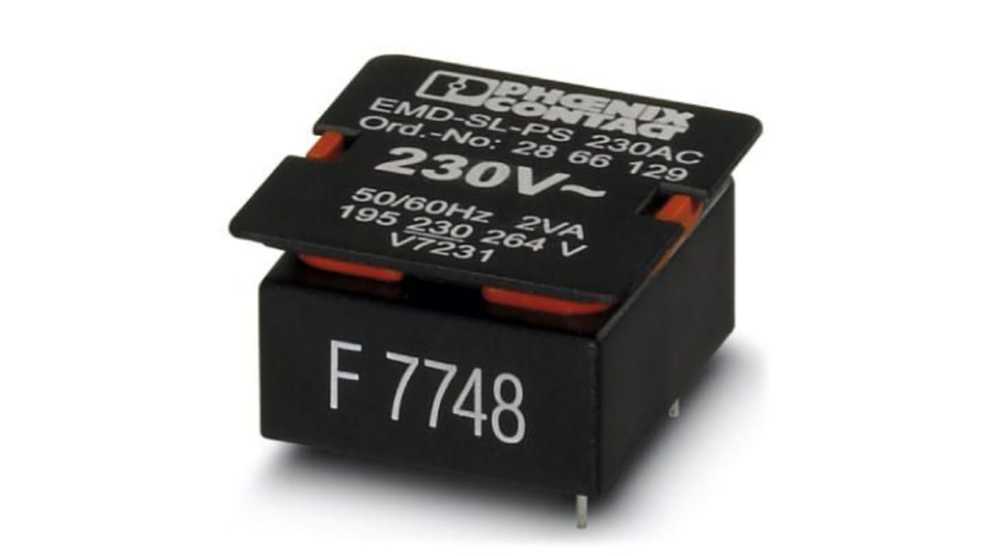 Modulo di alimentazione Phoenix Contact 2866129 EMD-SL, 230 V c.a., dimensioni 32x35x16 mm, regolabile tramite potenziometro.