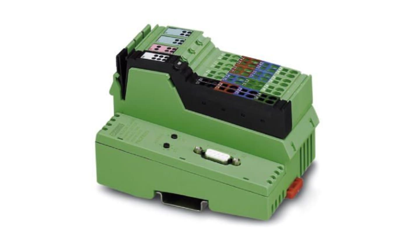 Accoppiatore bus Phoenix Contact 2878696 per Modbus RTU, supporta 61 dispositivi, 8 ingressi e 4 uscite digitali, dimensioni 4,7 x 3,14 x 2,8 poll.