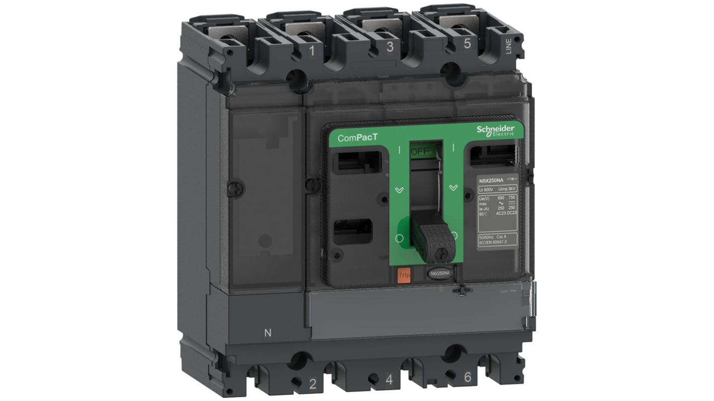 Sezionatore portafusibili Schneider Electric C104100S, 100A, 4 poli, montaggio su guida DIN, tecnologia Everlink.