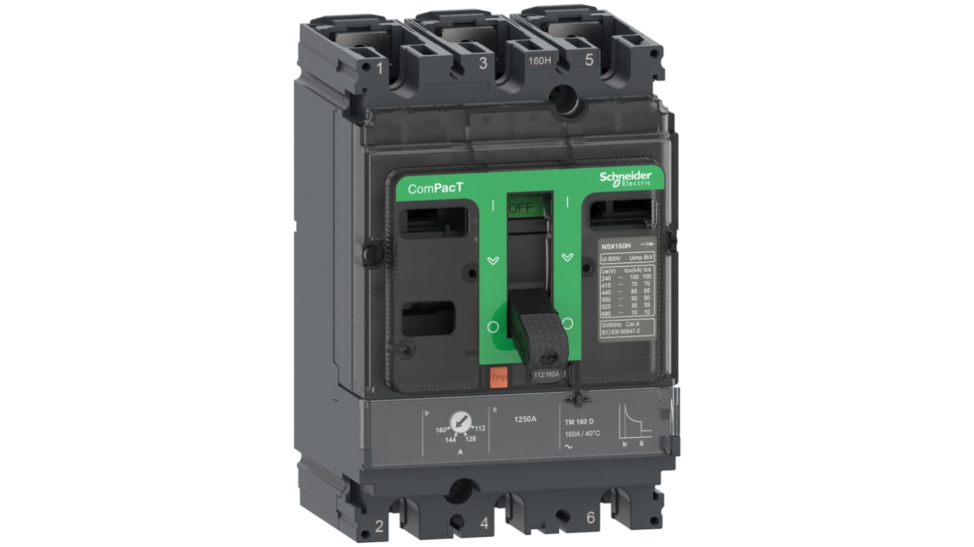 Interruttore magnetotermico scatolato Schneider Electric, 3 poli, 25A, montaggio fisso, tensione 690 V, protezione sovraccarichi regolabile.