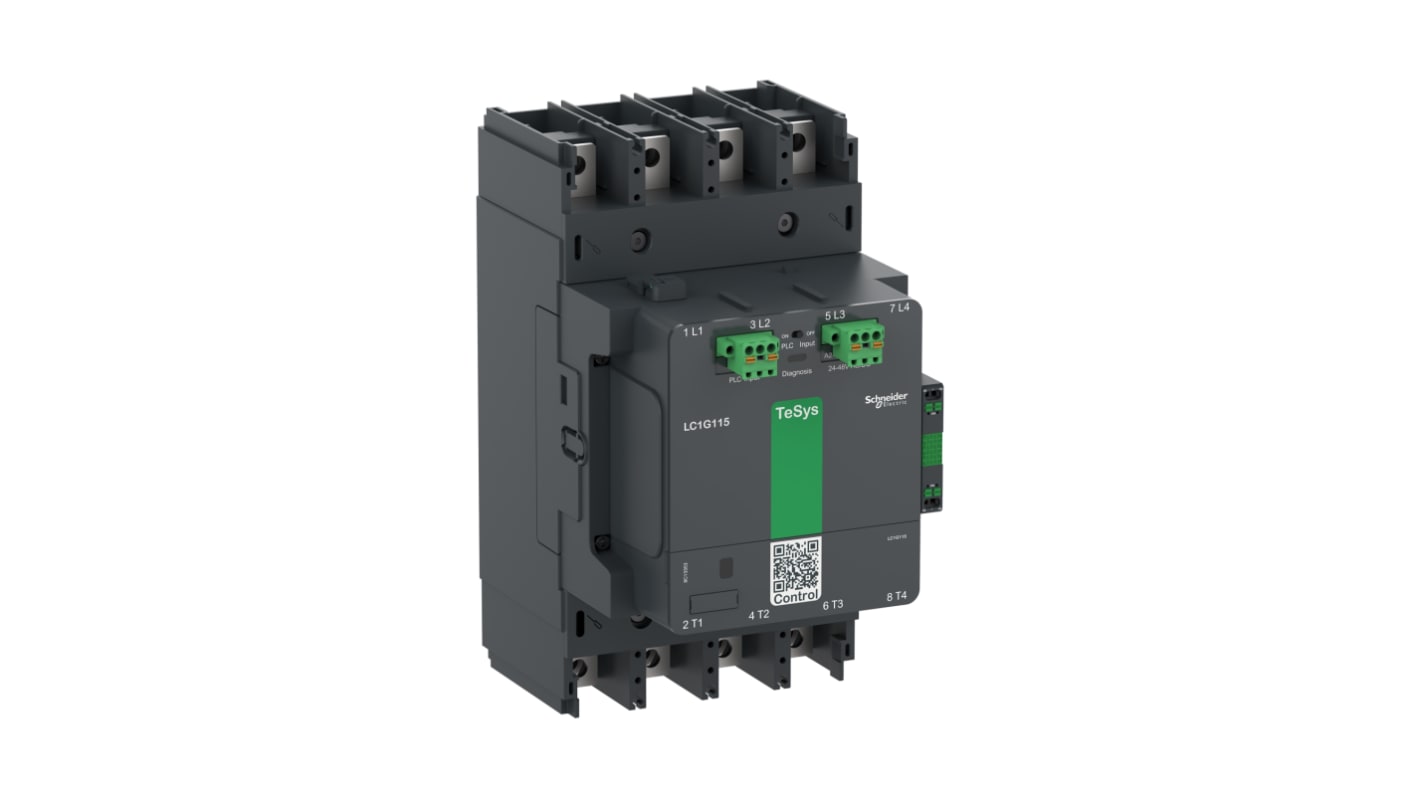 Contattore 4 poli Schneider Electric LC1G1154BEEA, 250 A, 48 V, con diagnosi usura contatti e manutenzione semplificata.