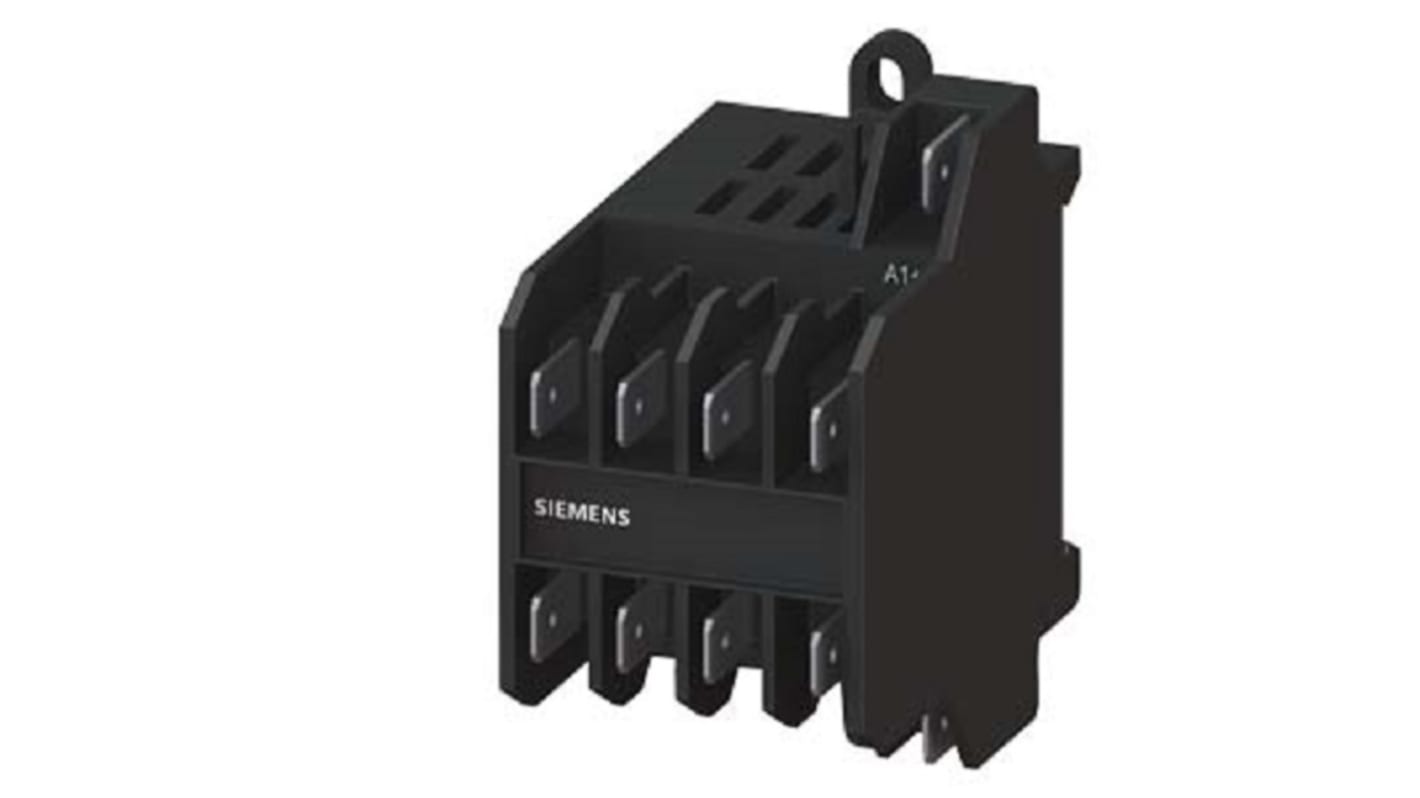 Relè di potenza Siemens 3TG10011AG2, 4 poli, 16 A, 110 V, montaggio a vite, circuito di protezione integrato.