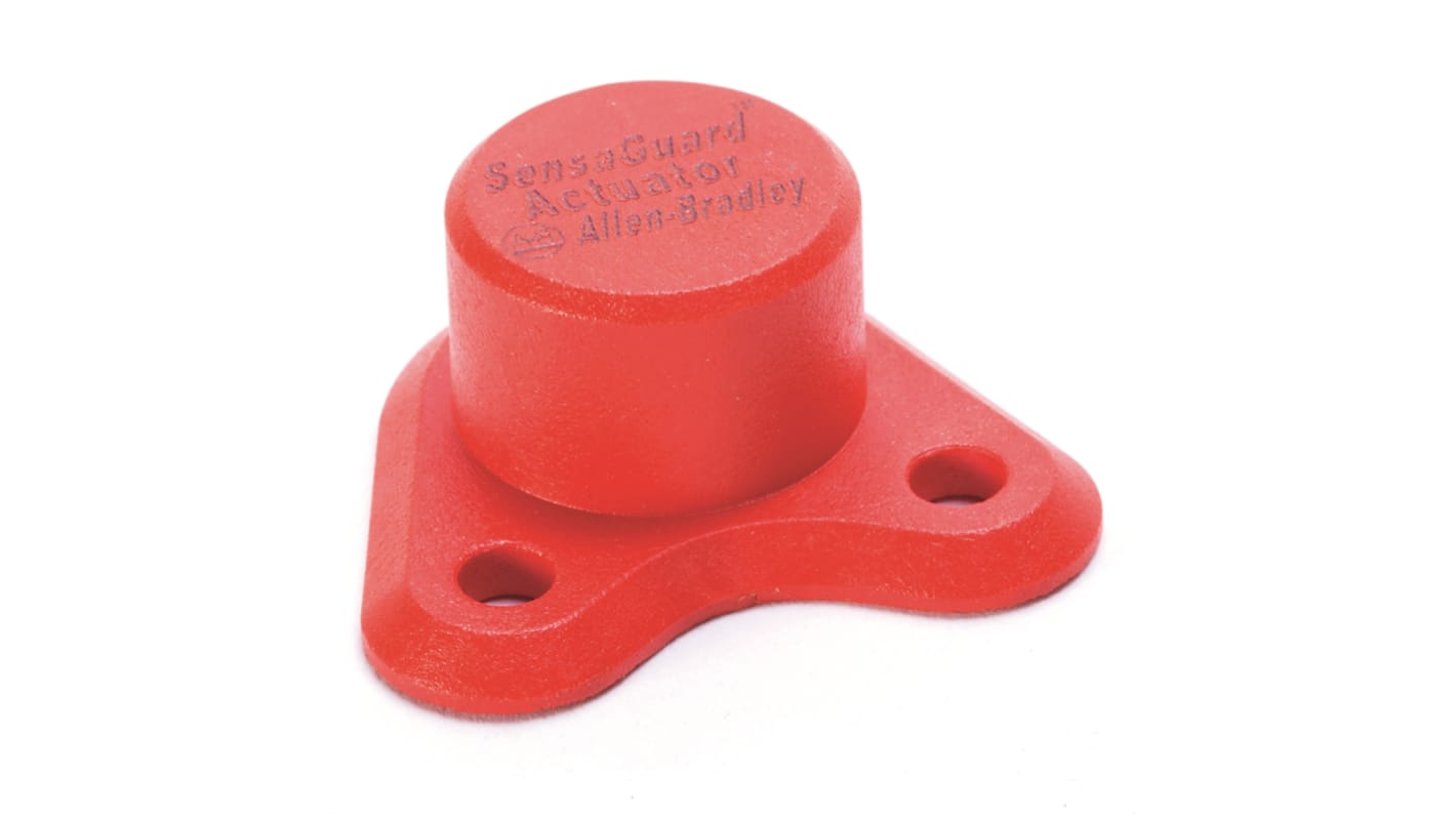 Rockwell Automation 440N-Z18PTB, attuatore SensaGuard rosso da 18 mm con tecnologia RFID e induttiva per interblocco.