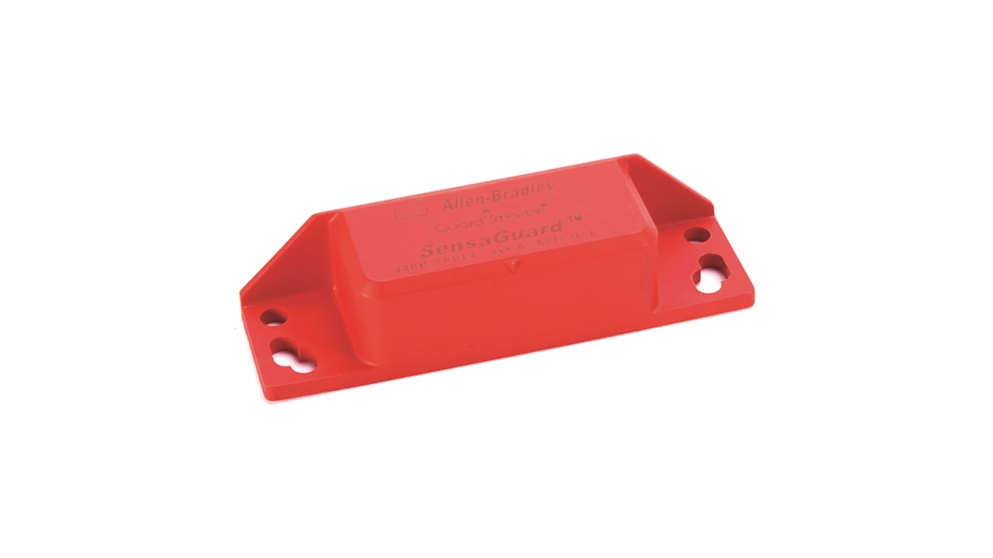 Attuatore SensaGuard Rockwell Automation 440N-ZPRECB, rettangolare, RFID, induttivo, colore rosso, accessori inclusi.