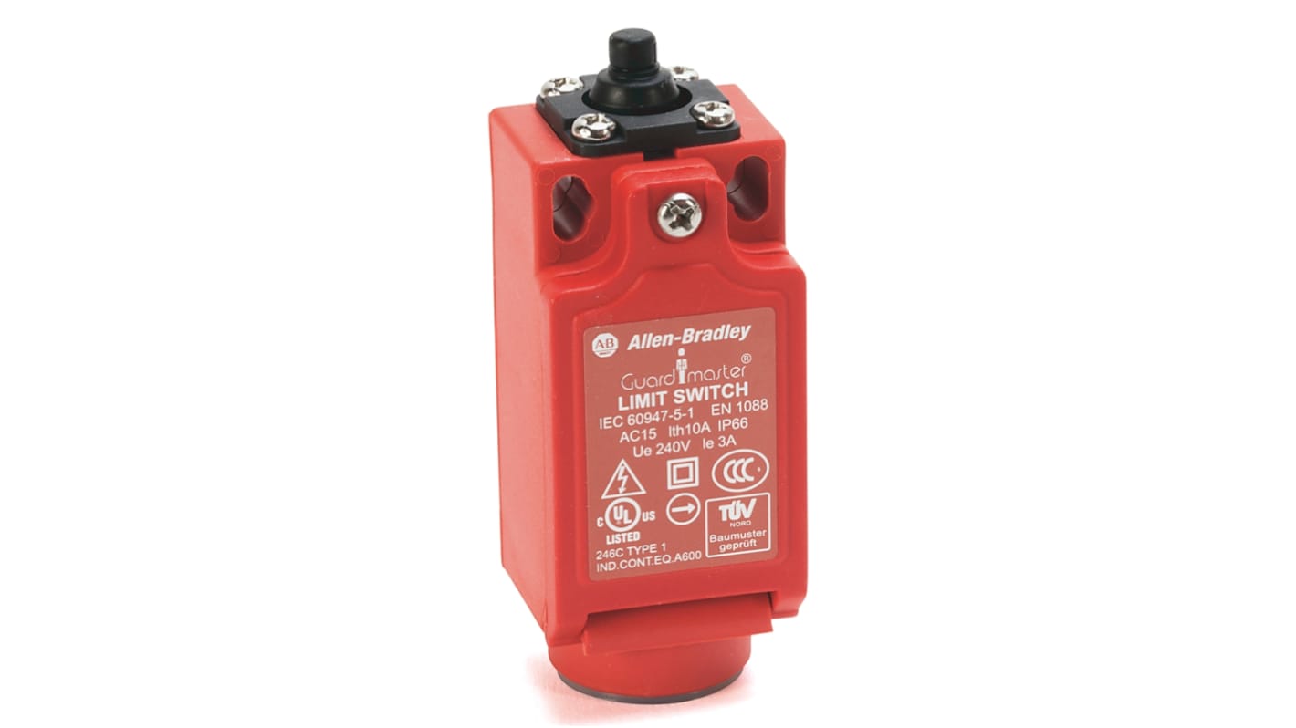 Interruttore di fine corsa di sicurezza Rockwell Automation 440P-CDPS11B, tipo a cupola, con contatto 1NC/1NA e protezione IP66.