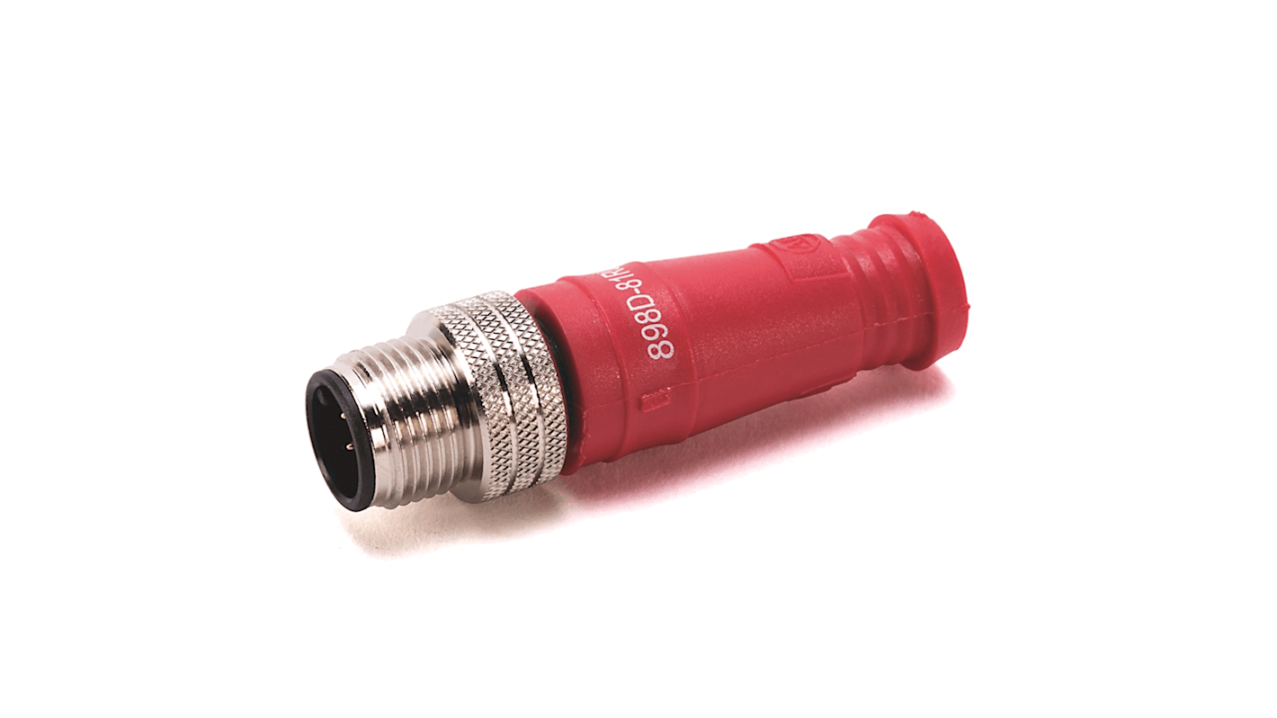 Connettore maschio M12 Rockwell Automation 898D-81RU-DM2, cortocircuito di sicurezza con 2 OSSD e dado in ottone nichelato.