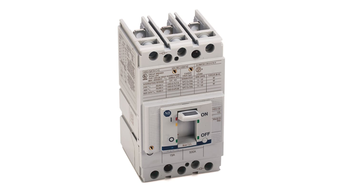 Cornice coperchio MCCB Rockwell Automation 140G-G2C3-C35, progettata per interruttori automatici, conforme a normative UL e IEC.