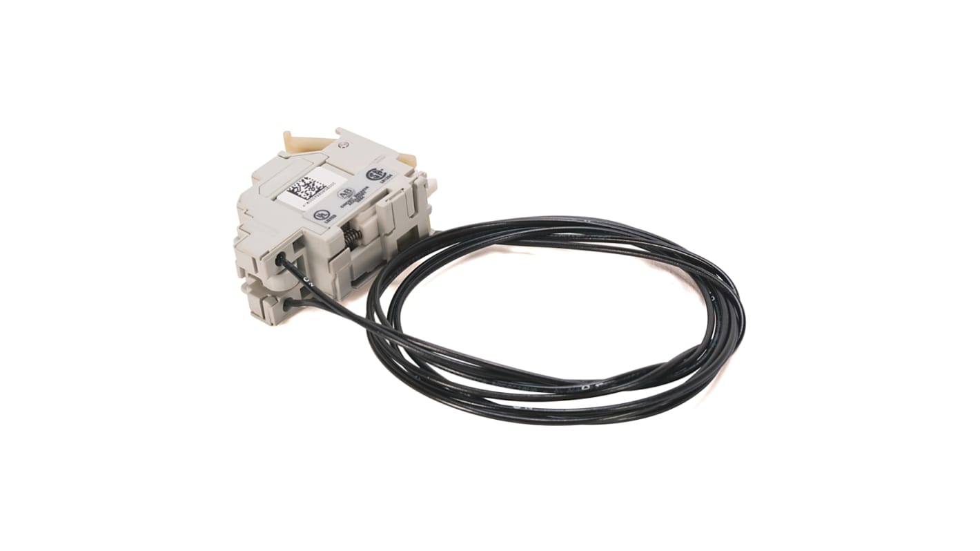 Rilascio shunt di tensione Rockwell Automation 140G-G-SNA per interruttore automatico, compatibile con telai G, H, I e J, attivazione remota tramite tensione di controllo. Cavo isolato 600 V, lunghezza 1 m.