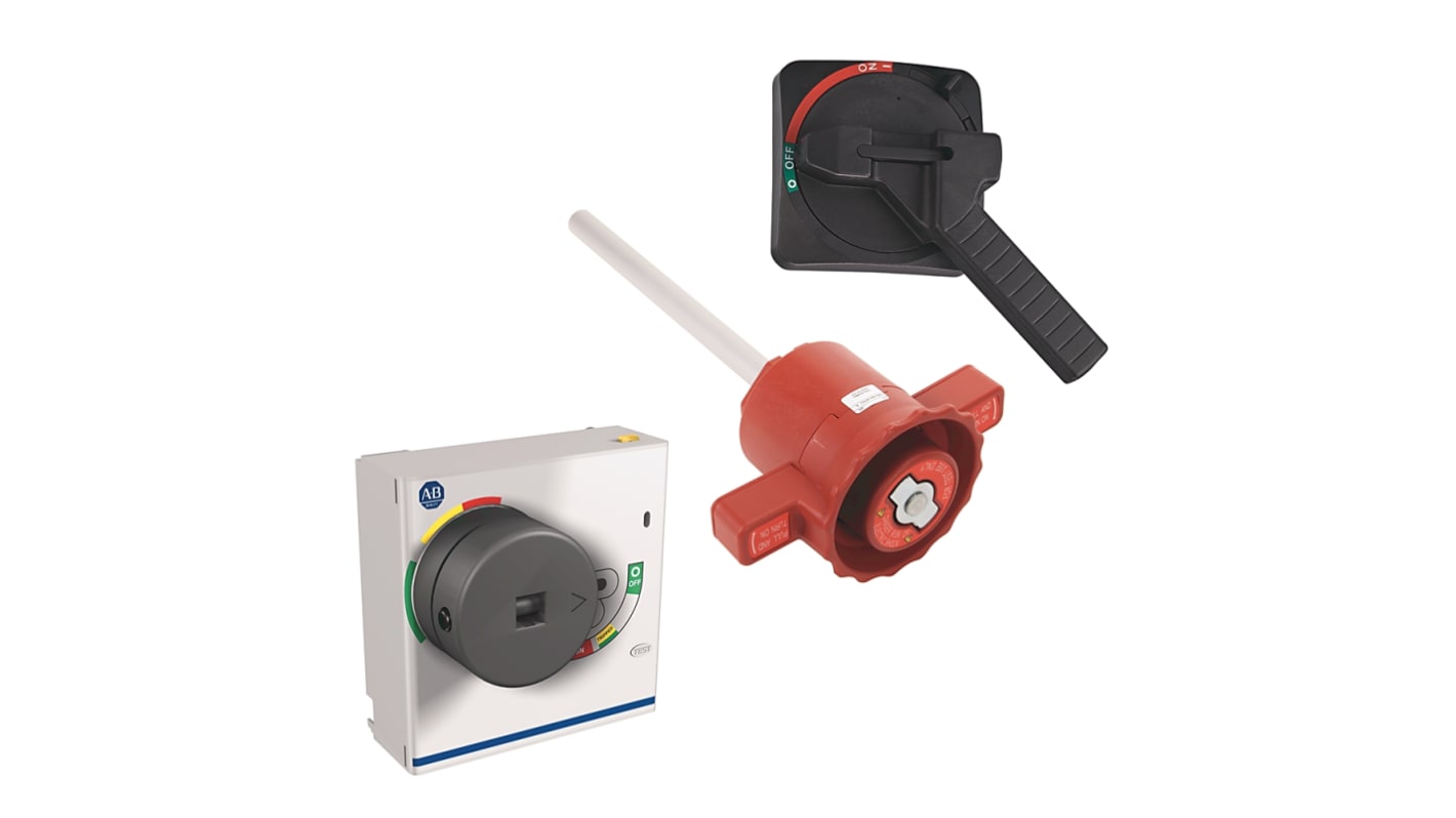 Cornice coperchio MCCB Rockwell Automation 140G-K-NVM21B, lunghezza albero 559 mm, manico nero, include impugnatura esterna.