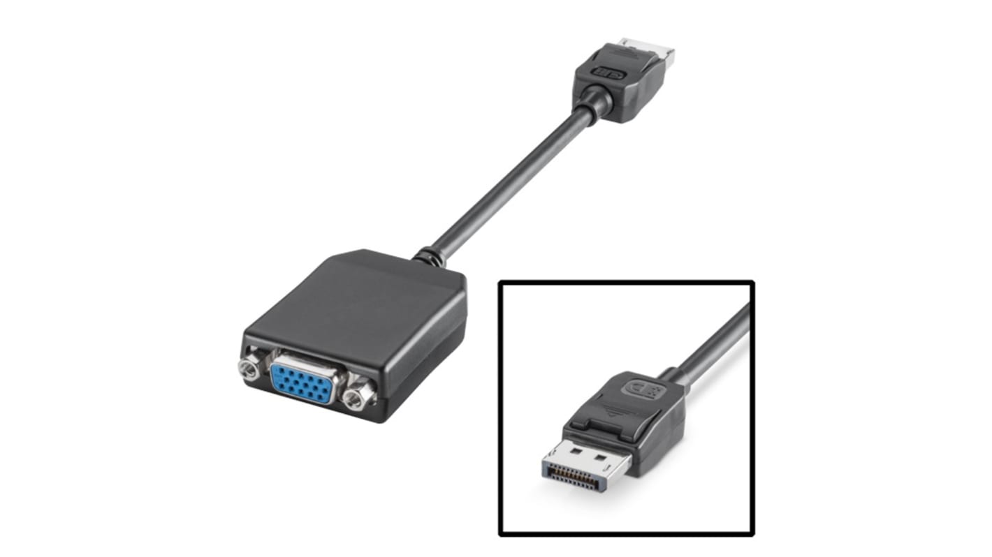 Adattatore Siemens 6ES76483AG000XA0 da DisplayPort a VGA per rack SIMATIC IPC, lunghezza cavo 178 mm, materiale PVC.