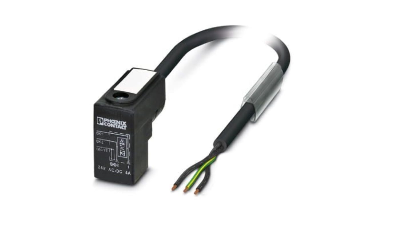 Cavo sensore/attuatore Phoenix Contact 1439515, 3 cond. DIN 43650 forma C, L. 3m, 24V 4A. Approvato EAC CSAus, resistente all'olio e senza alogeni.