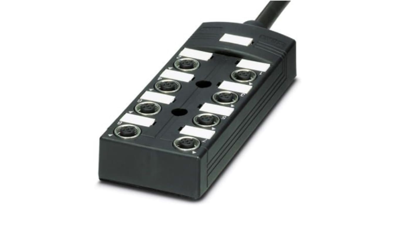Scatola sensore Phoenix Contact 1457377, 8 porte M12, tensione 120V cc, grado di protezione IP65/IP67, approvazione EAC.