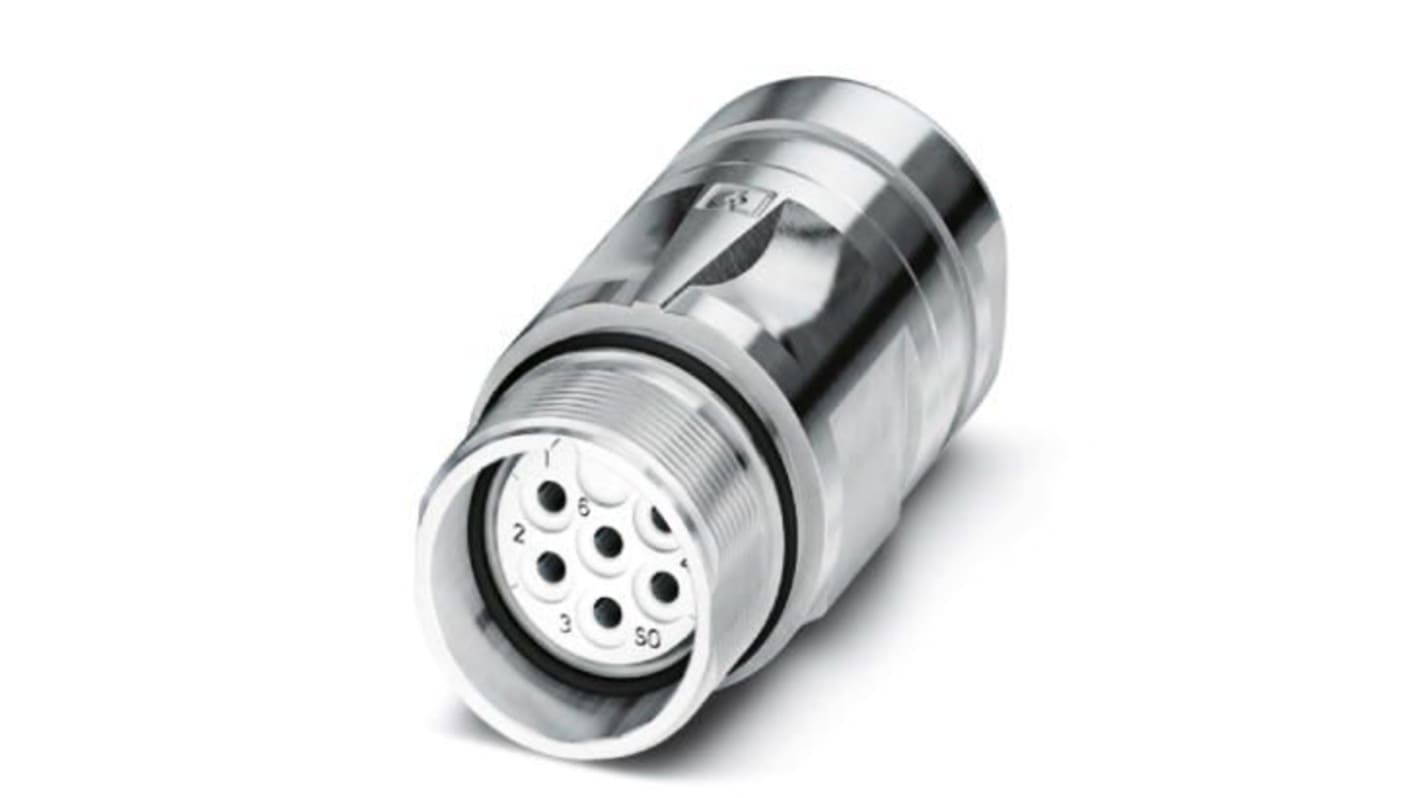 Connettore circolare femmina M23 9 poli Phoenix Contact 1620036 per automazione industriale, schermato e compatibile con interblocchi SPEEDCON. Offre protezione EMC e collegamento a saldare.