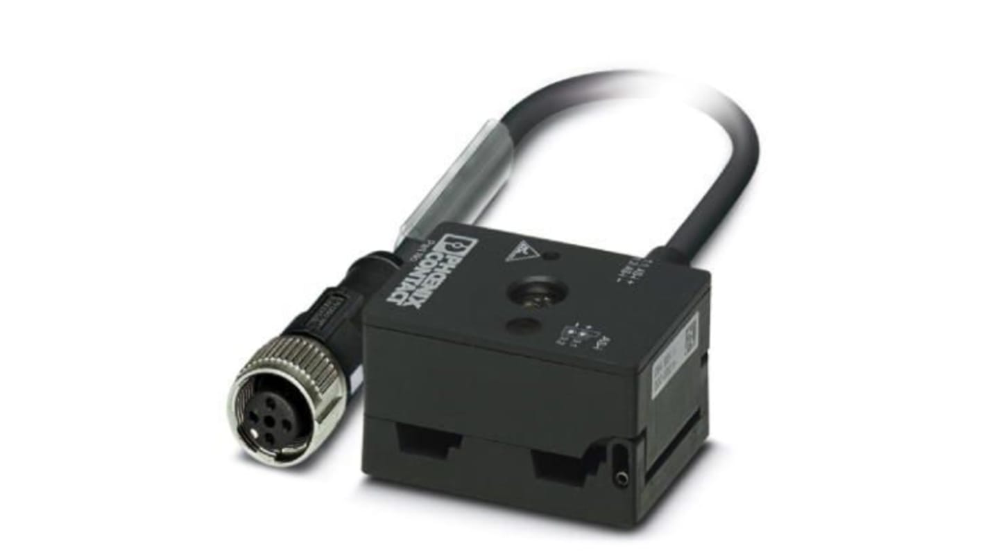 Phoenix Contact 1407574, unità di distribuzione M12 con connettore femmina diritto, 2 vie, 32V cc, cavo rotondo in PUR da 2,0 m.