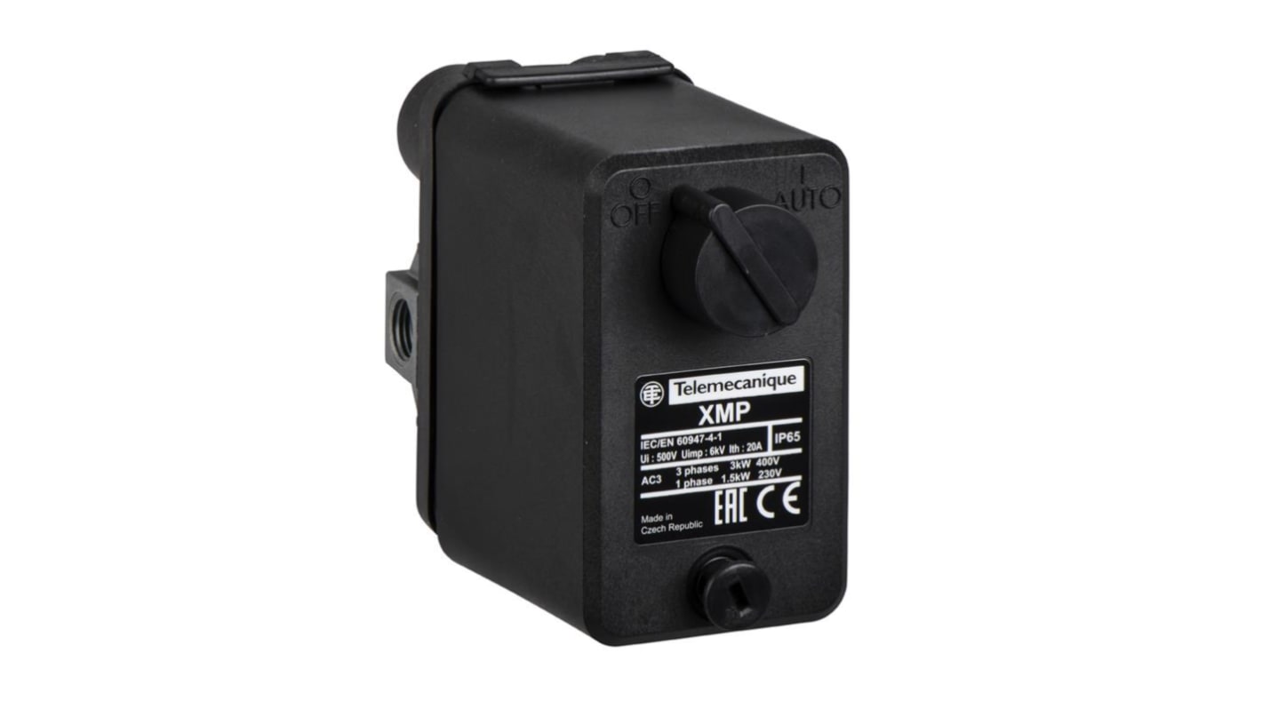 Sensore di pressione differenziale Telemecanique XMPE12C2531C202, G 1/2, 12 bar, contatti NC, IP54, per aria e acqua.