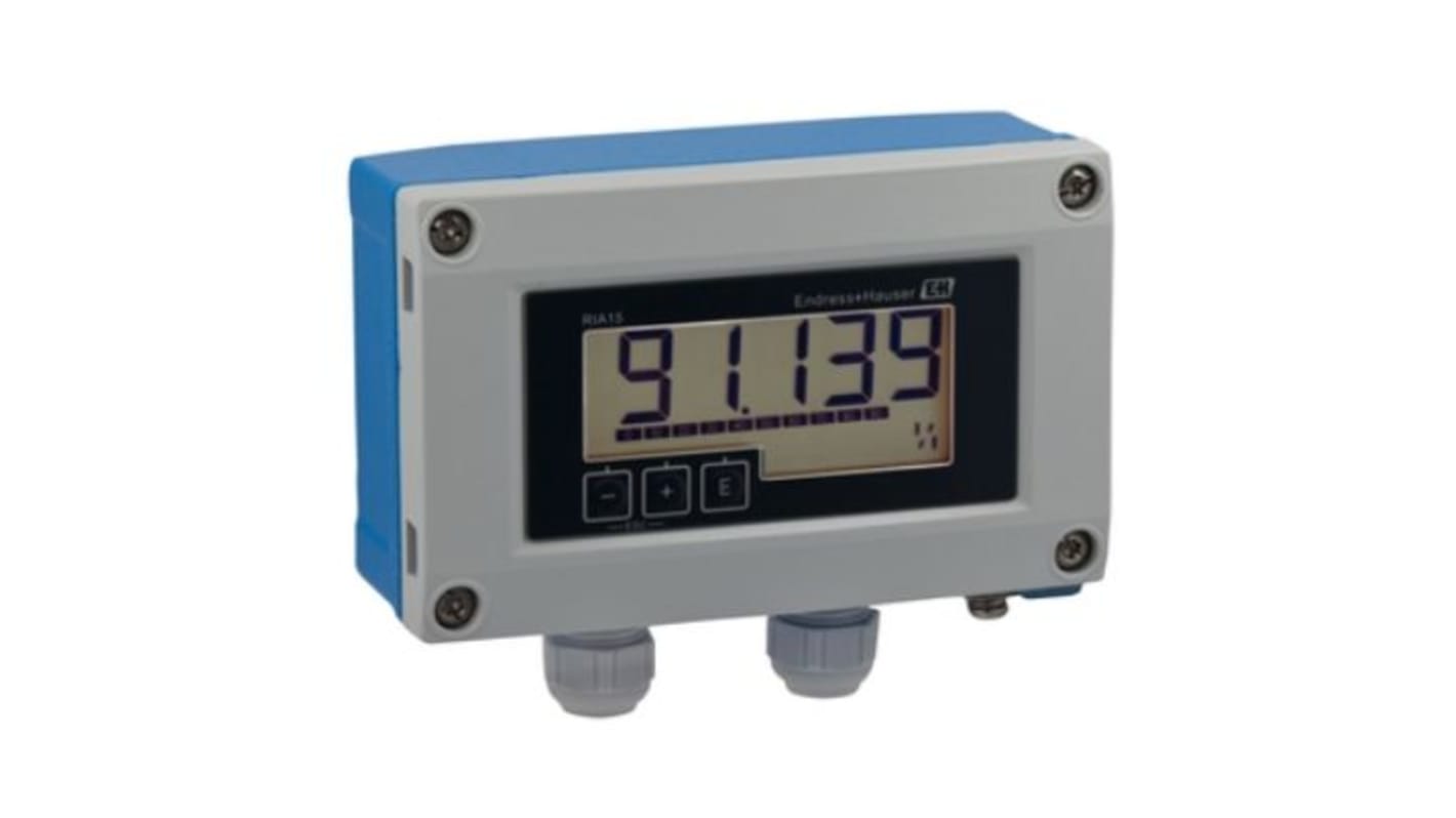 Endress+Hauser RIA15-AAB1, indicatore di processo alimentato da 4 a 20 mA, con display LCD a 5 cifre e configurazione semplice.
