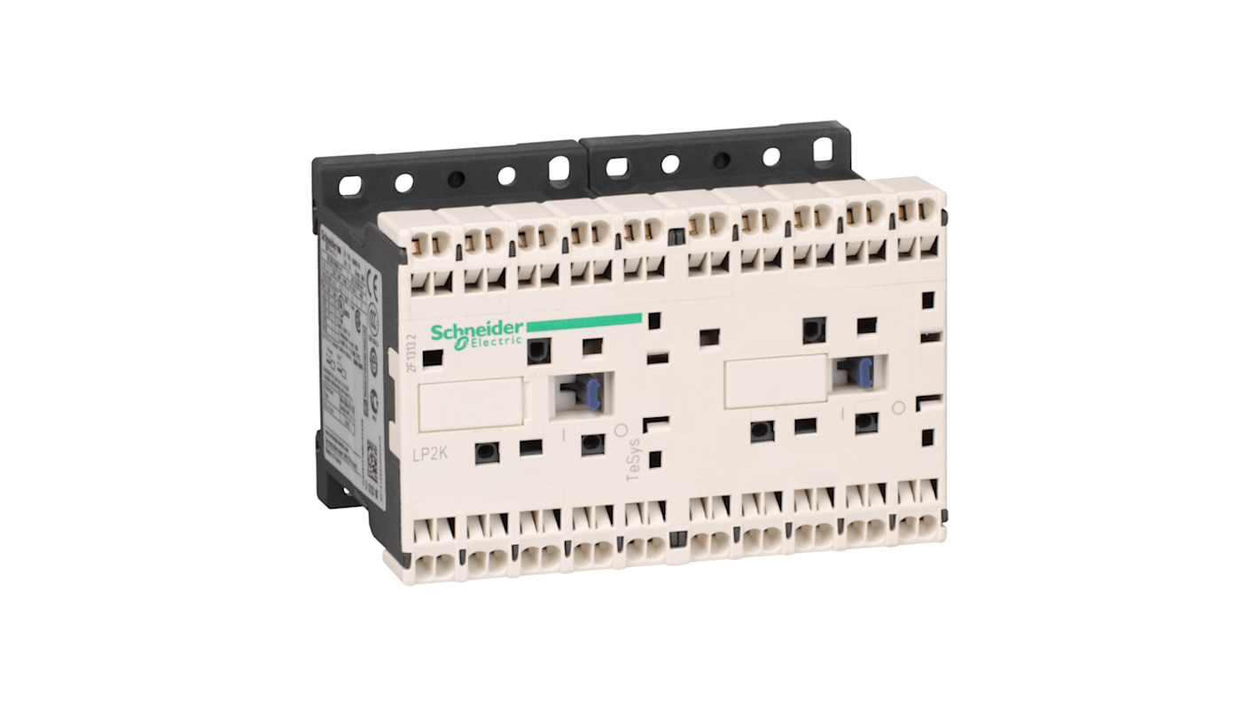 Teleinvertore Reversibile Schneider Electric LP2K06013BD, 3 poli, 6 A, montaggio su guida DIN, interblocco meccanico.