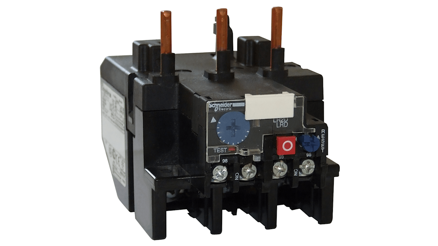 Relè di sovraccarico termico Schneider Electric LRD3353A66, 1 NA + 1 NC, montaggio su guida DIN, con reset manuale-automatico.