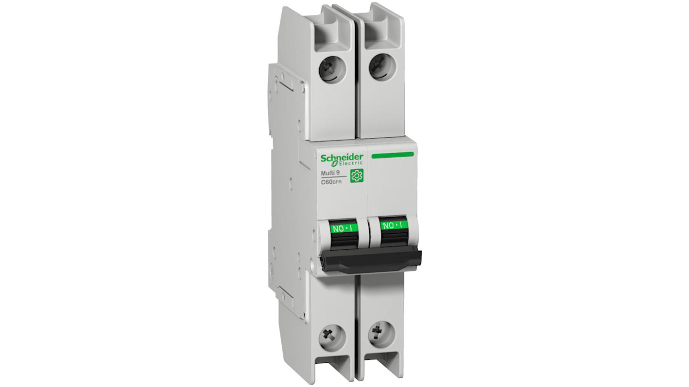 Mini interruttore automatico MCB Tipo C Schneider Electric, 2 poli, 1A, montaggio su guida DIN, protezione da cortocircuiti.