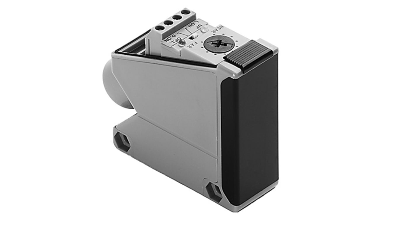 Sensore fotoelettrico Rockwell Automation 42BC-B1CRAL-T4, rilevamento fino a 2 m, uscita SPST, montaggio angolare in acciaio.