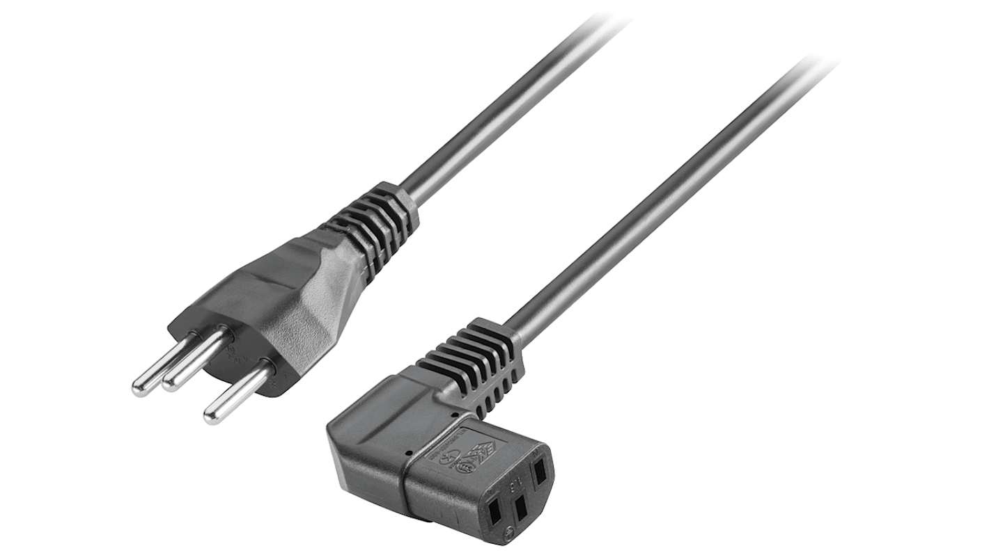 Cavo PLC Siemens 6ES79001CA000XA0 per IPC e alimentatori, con connettore maschio SEV 1011 a 180 gradi e femmina C13, guaina nera, adatto per ambienti interni.