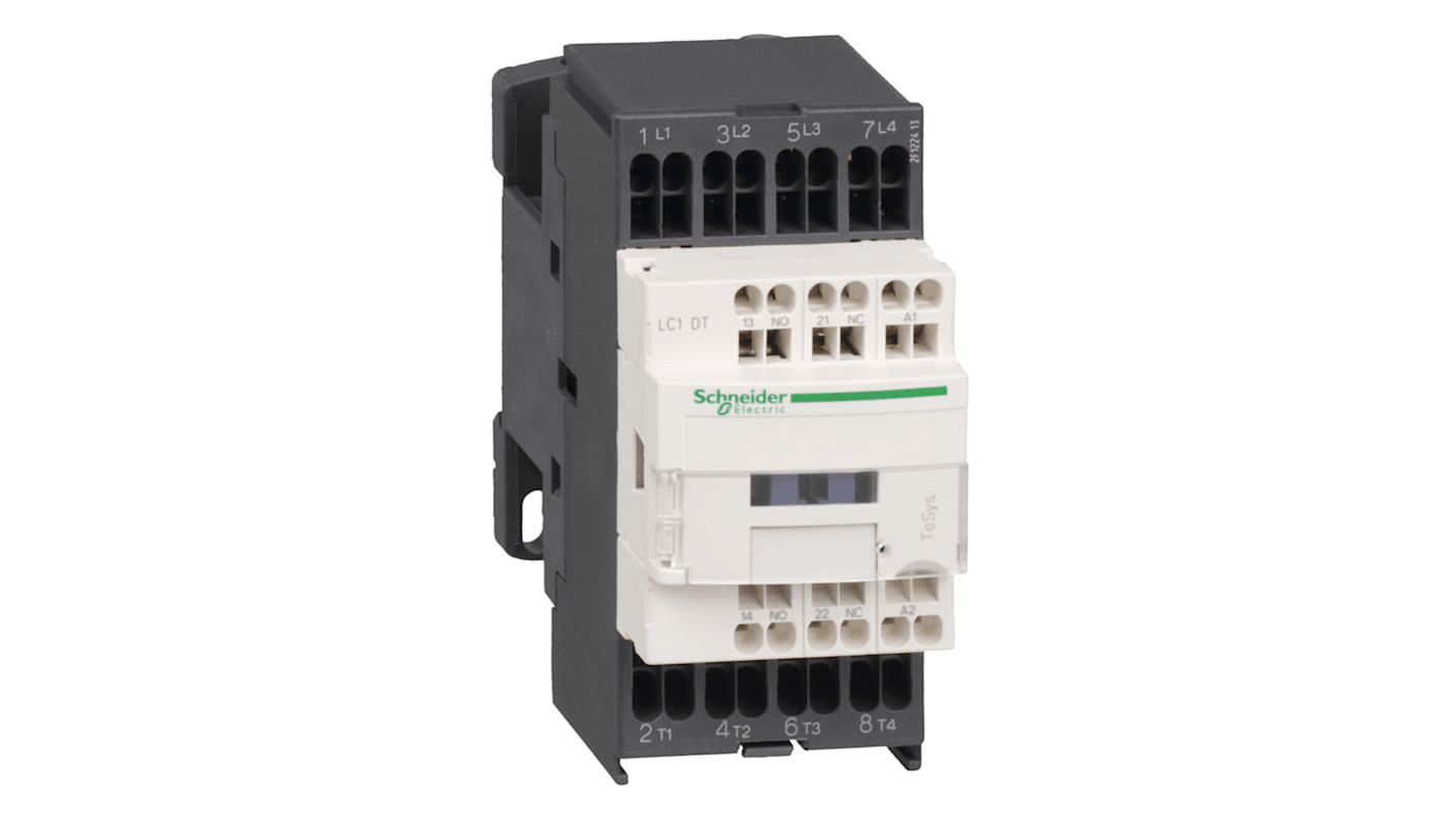 Contattore Schneider Electric LC1DT403BL, 4 poli, 40 A, bobina a basso consumo, montaggio su guida DIN.