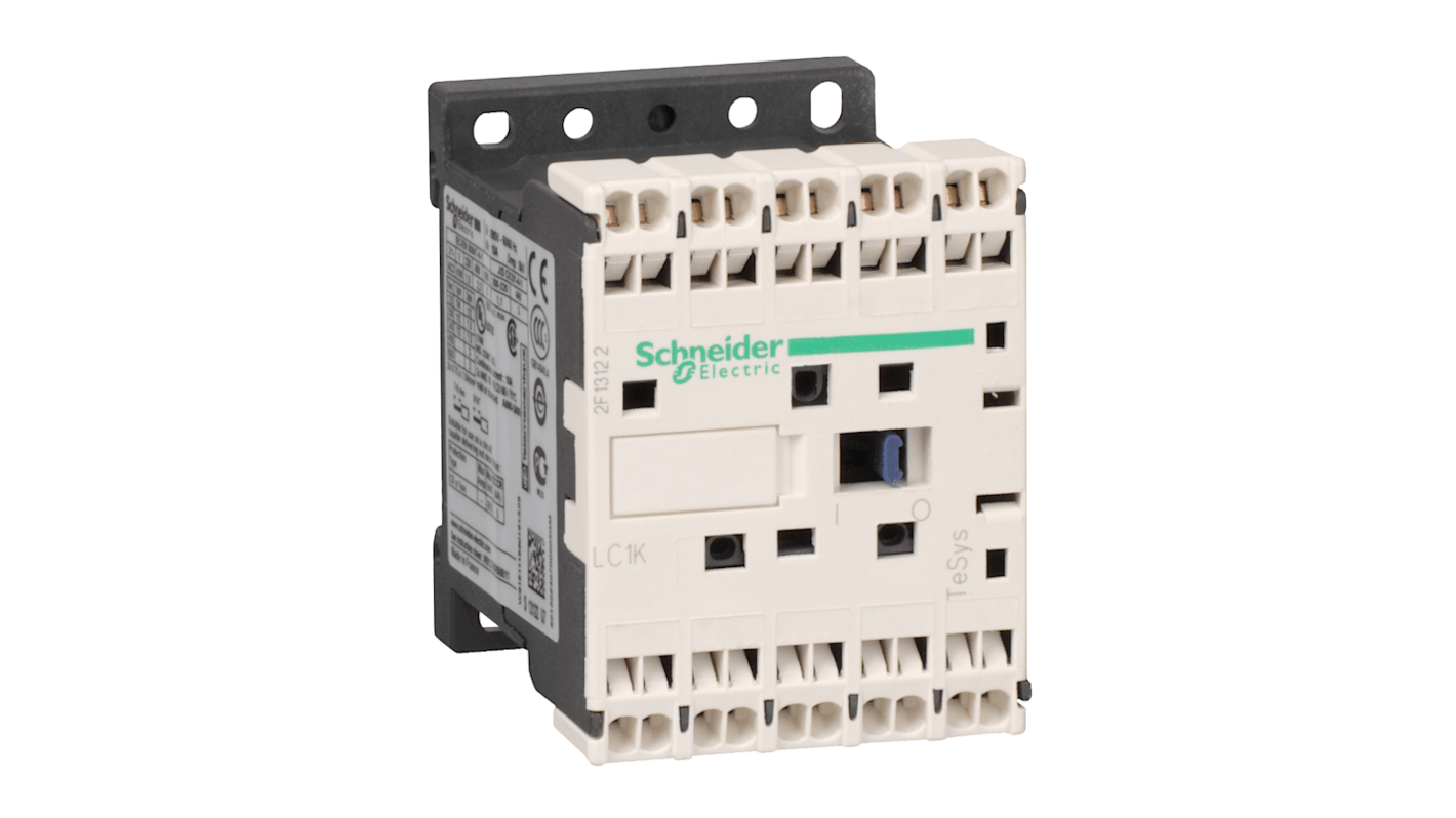 Contattore Schneider Electric LC1K090083P7, 2 poli, 9 A, 1 NA + 1 NC, montaggio separato, peso 0,10 kg.