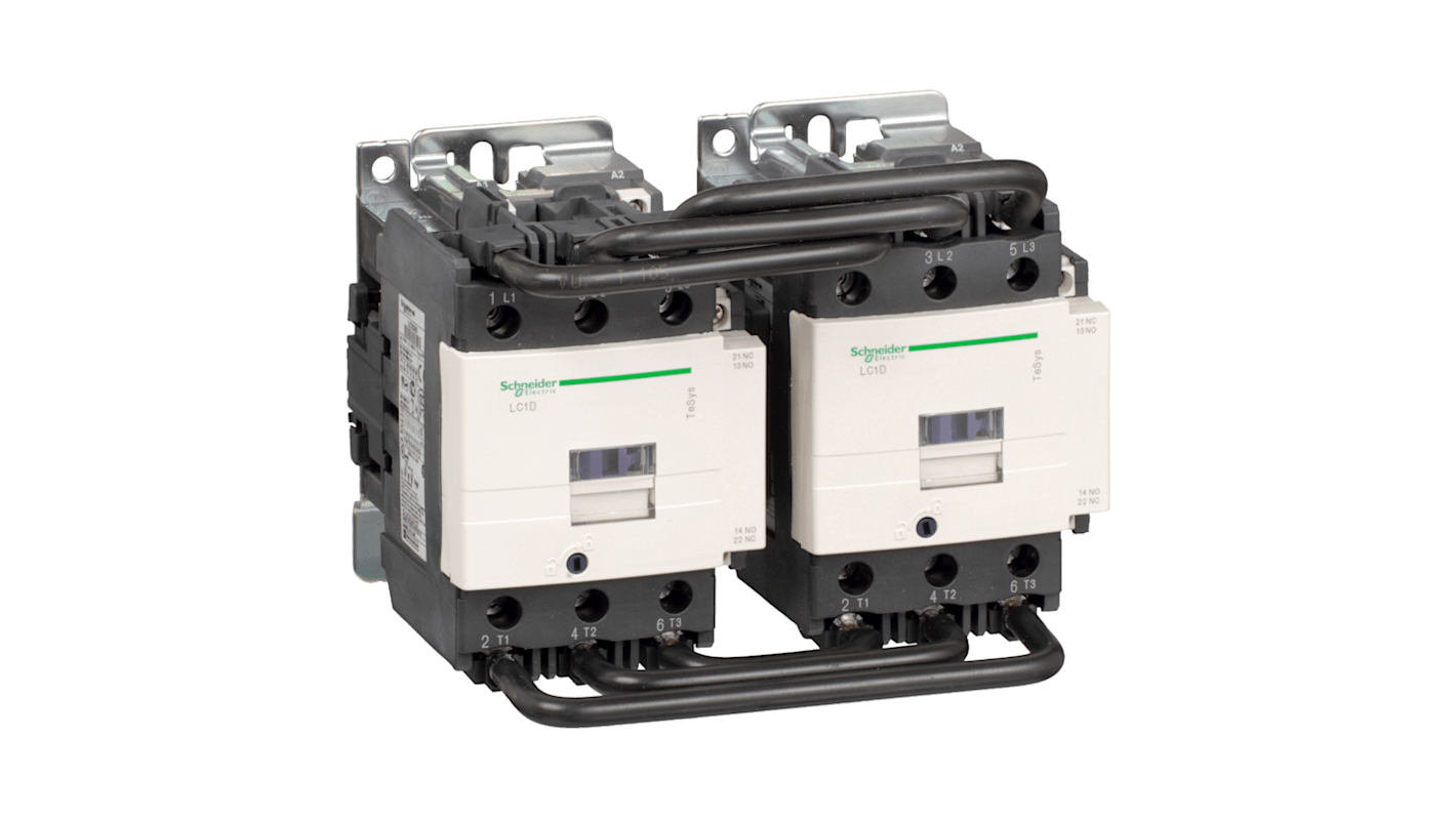 Teleinvertore Reversibile Schneider Electric LC2D95P7, 3 poli, 95 A, montaggio su guida DIN, progettato per applicazioni HVAC.