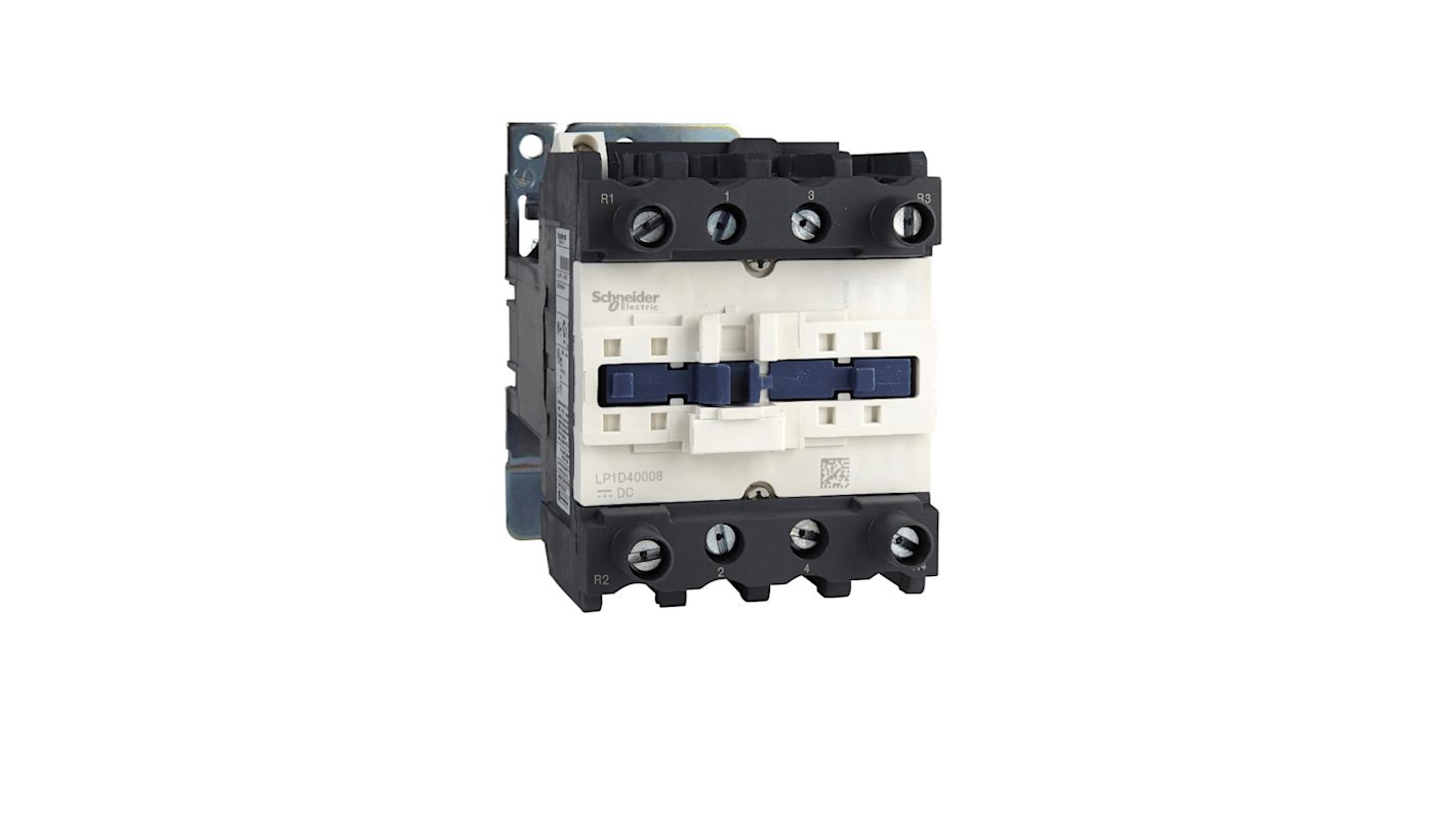 Contattore Schneider Electric LP1D40008MW, 4 poli, 60 A, montaggio su guida DIN, per controllo motore in applicazioni industriali.