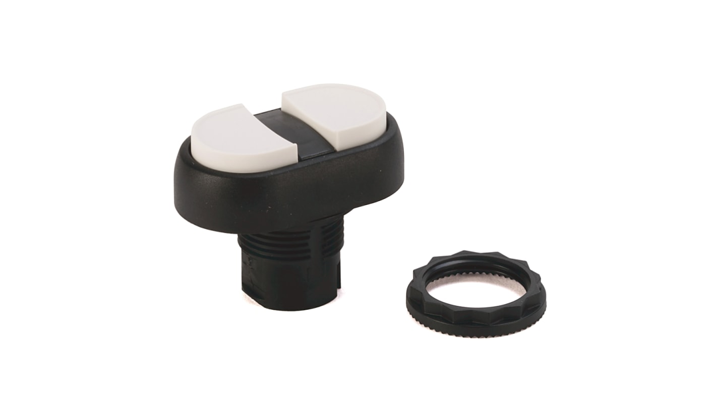 Pulsante instabile Rockwell Automation 800FP-U2EFFE, forma ovale, diametro foro 22 mm, colore grigio e rosso.