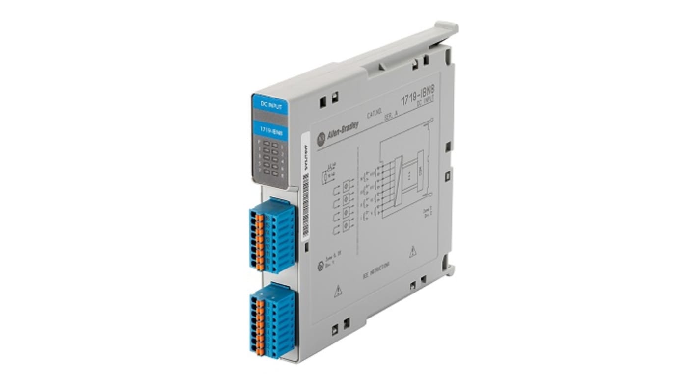 Modulo I/O Rockwell Automation 1719-IBN8, 8 canali, 12 V c.c., dimensioni 0,63 x 3,9 x 4 pollici, rilevamento guasti di linea.