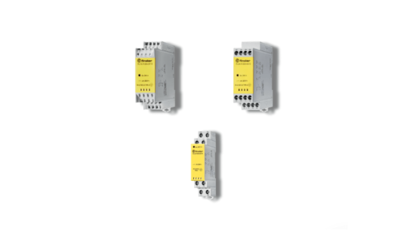 Finder 7S2390240210, relè modulare 2NA/1NC per guida DIN, tensione 24V cc, corrente 10A, adatto per applicazioni industriali.