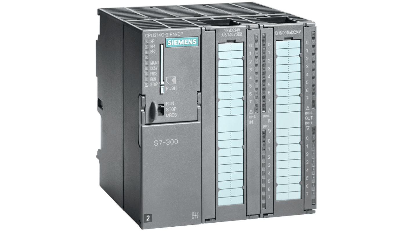 CPU PLC Siemens 6AG1314-6EH04-7AB0, 26 ingressi, 18 uscite, montaggio su guida, interfaccia RS485.